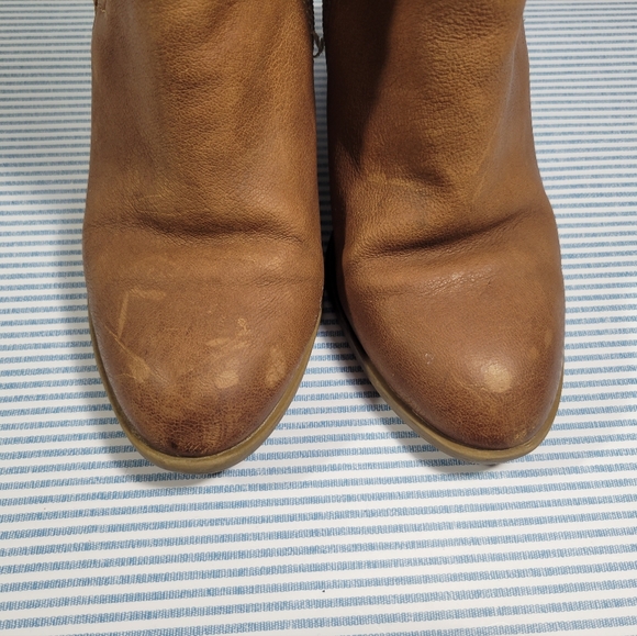 Lucky Brand Sassa Tan Leather Ankle Boots Booties Zipper Women's Size 7 - Picture 10 of 13